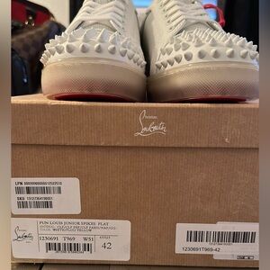 Christian Louboutin White Spiked Sneakers with Red Soles
